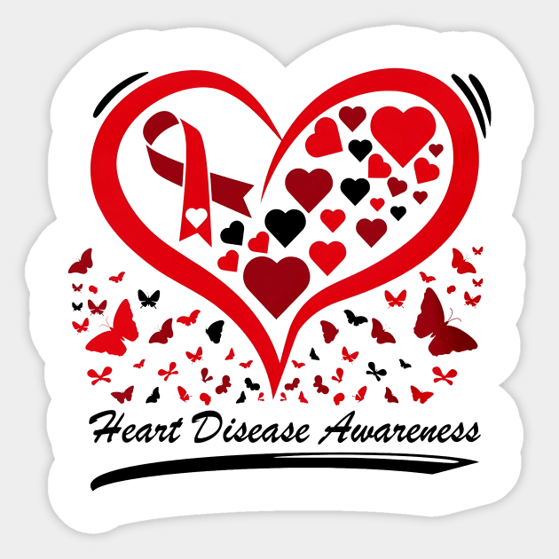 Heart Disease Awareness, Go Red, Heart Healthy, Red Ribbon Sticker by artbyhintze